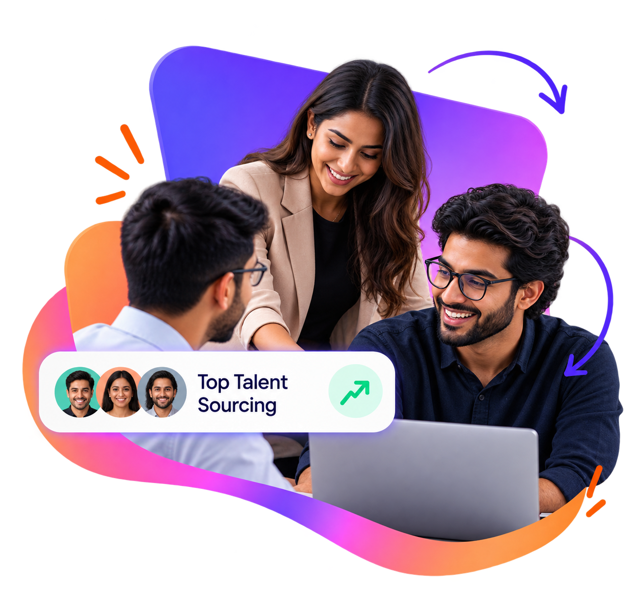 Recruiters reviewing top talent sourcing results